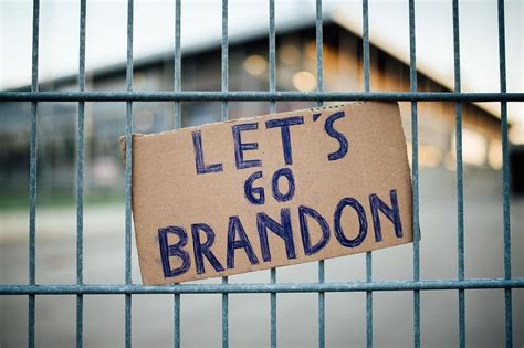 Oct 7, 2021 · According to Know Your Meme, "Let's Go Brandon" is from an interview with NASCAR racer Brandon Brown and NBC that took place in Oct. 2021. He had just won the NASCAR Xfinity Series. In the background, the crowd can be heard chanting "F--k Joe Biden!" But in what might be an effort to remain professional, the interviewer, Kelli Stavast, said ... 